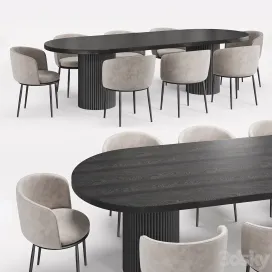 Globewest Benjamin Ripple Table And Filmore Dining Chair Eichholtz